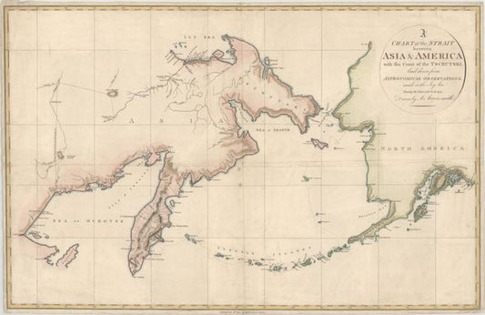 “A Chart of the Strait Between Asia & America with the Coast of the Tschutski, Laid Down from Astronomical Observations, Made in the Icy Sea During the Years 1786 &c. to 1794” By Aaron Arrowsmith Jr