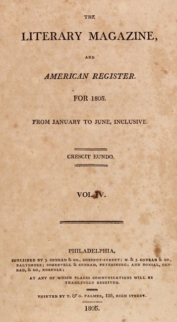 “[Lewis & Clark Expedition] The Literary Magazine, and American Register. For 1805.”