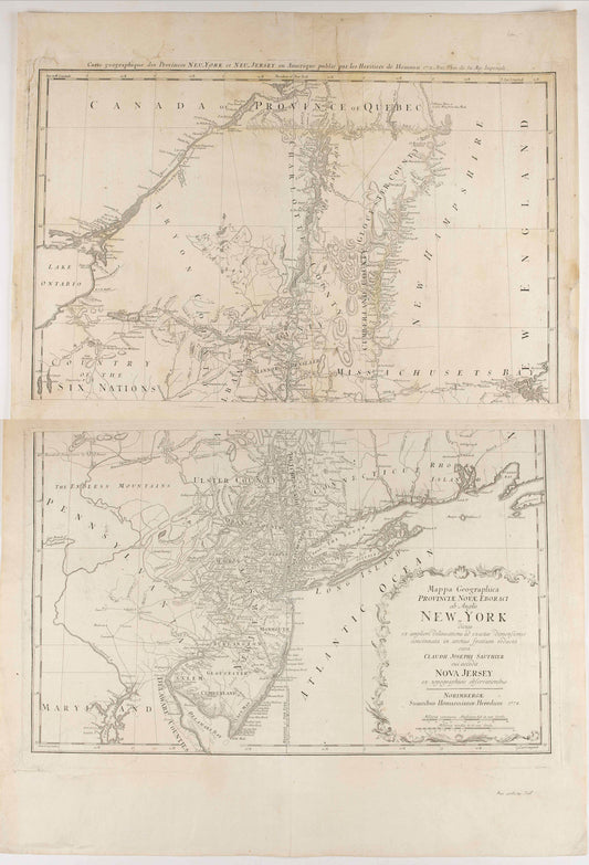 Mappa geographica Provinciæ Nova Eboraci ab Anglis New-York dictæ ex ampliori delineatione ad exactas dimensiones concinnata in arctius spatium redacta cura Claudii Josephi Sauthie by Homann Heirs